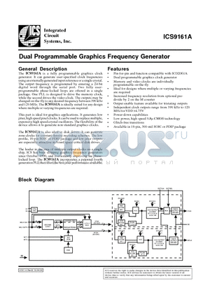 ICS9161A-01CW16 datasheet - Dual Programmable Graphics Frequency Generator
