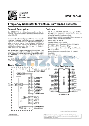 ICS9169C-41 datasheet - Frequency Generator for PentiumPro Based Systems