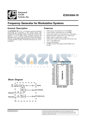 ICS9169A-70 datasheet - Frequency Generator for Workstation Systems