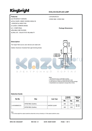 L1619 datasheet - OVAL BI-COLOR LED LAMP