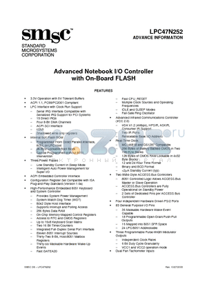 LPC47N252 datasheet - Advanced Notebook I/O Controller with On-Board FLASH