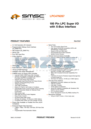 LPC47N267_05 datasheet - 100 Pin LPC Super I/O with X-Bus Interface