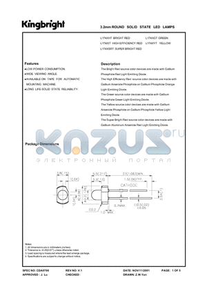 L174XGT datasheet - 3.2mm ROUND SOLID STATE LED LAMPS