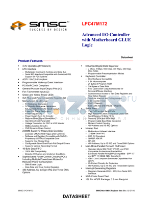 LPC47M172 datasheet - ADVANCED  I/O CONTROLLER WITH MOTHERBOARD GLUE LOGIC