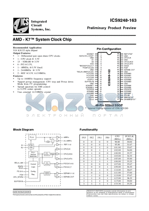 ICS9248-163 datasheet - AMD - K7 System Clock Chip