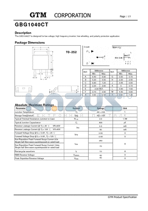 GBG1040CT datasheet - low voltage, high frequency inverter, free wheeling