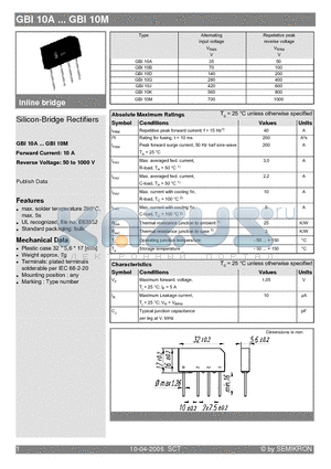 GBI10D datasheet - Silicon-Bridge Rectifiers