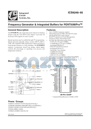 ICS9248-95 datasheet - Frequency Generator & Integrated Buffers for PENTIUM/ProTM