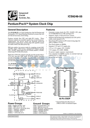 ICS9248BF-55 datasheet - Pentium/Pro/IITM System Clock Chip