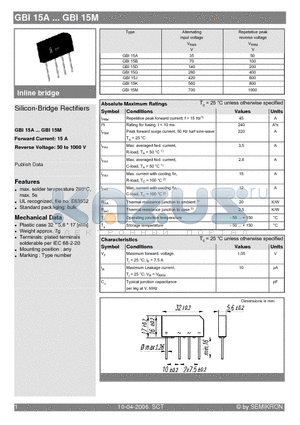 GBI15A_06 datasheet - Silicon-Bridge Rectifiers