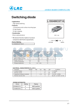 L1SS400CST1G datasheet - Switching diode