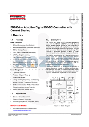 FD2004 datasheet - Adaptive Digital DC-DC Controller with Current Sharing