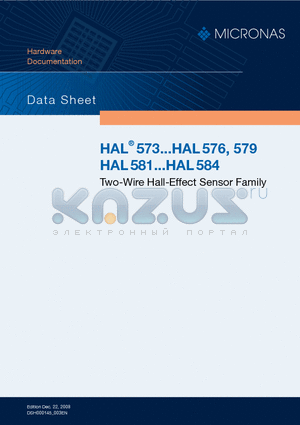 HAL575UA-K datasheet - Two-Wire Hall-Effect Sensor Family