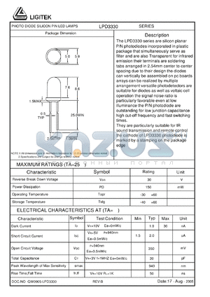 LPD3330 datasheet - PHOTO DIODE SILICON PIN LED LAMPS