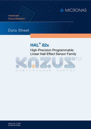 HAL825UT-A datasheet - High-Precision Programmable Linear Hall-Effect Sensor Family