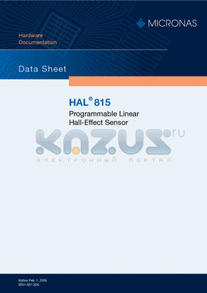 HAL815_1 datasheet - Programmable Linear Hall-Effect Sensor