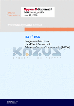 HAL856UT-A datasheet - Programmable Linear Hall-Effect Sensor with Arbitrary Output Characteristic (2-Wire)