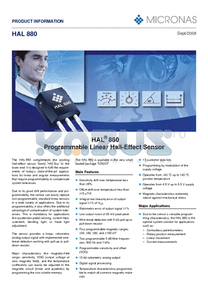 HAL880_1 datasheet - Programmable Linear Hall-Effect Sensor