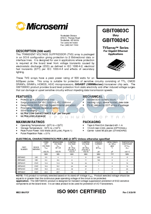 GBIT0824C datasheet - TVSarray  Series For Gigabit Ethernet Applications