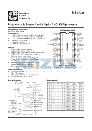 ICS94228 datasheet - Programmable System Clock Chip for AMD - K7 processor