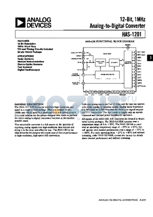 HAS-1201MB datasheet - ANALOG TO DIGITAL CONVERTER