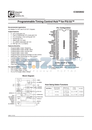 ICS950602YFT datasheet - Programmable Timing Control Hub for PII/III