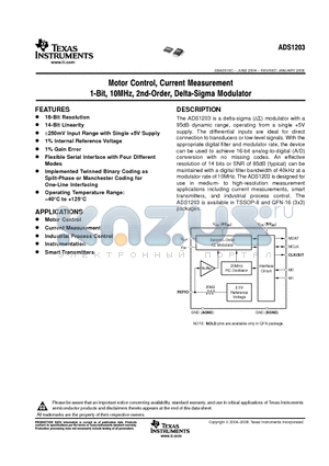 ADS1203IPWR datasheet - Motor control, current measurement