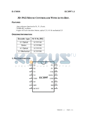 EC3597BR datasheet - 3D PS/2 MOUSE CONTROLLER WITH AUTO-REF