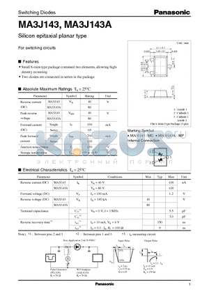 MA143A datasheet - Silicon epitaxial planar type