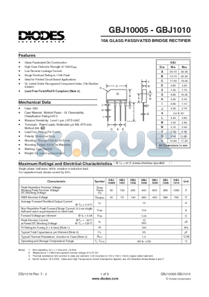 GBJ1010-F datasheet - 10A GLASS PASSIVATED BRIDGE RECTIFIER