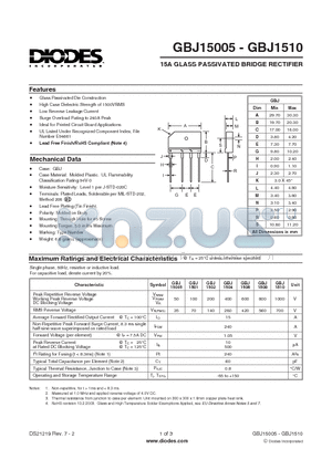 GBJ15005_1 datasheet - 15A GLASS PASSIVATED BRIDGE RECTIFIER