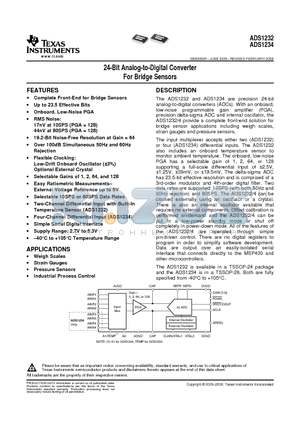 ADS1234 datasheet - 24-Bit Analog-to-Digital Converter For Bridge Sensors