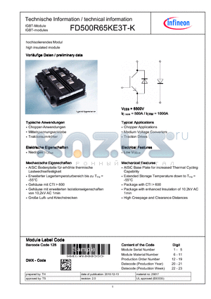 FD500R65KE3T-K datasheet - IGBT-Module