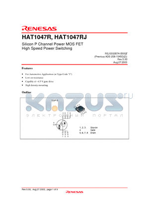HAT1047RJ datasheet - Silicon P Channel Power MOS FET High Speed Power Switching
