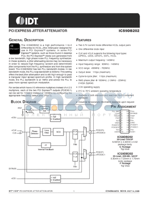 ICS9DB202CF datasheet - PCI EXPRESS JITTER ATTENUATOR