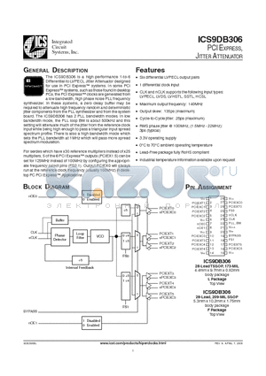 ICS9DB306BLT datasheet - PCI Express, Jitter Attenuator