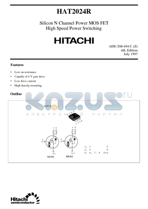 HAT2024R datasheet - Silicon N Channel Power MOS FET High Speed Power Switching