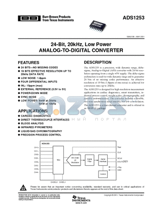 ADS1253 datasheet - 24-Bit, 20kHz, Low Power ANALOG-TO-DIGITAL CONVERTER