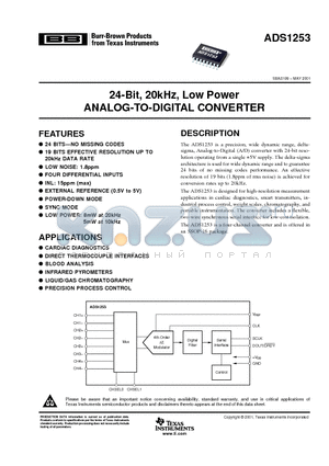 ADS1253E datasheet - 24-Bit, 20kHz, Low Power ANALOG-TO-DIGITAL CONVERTER