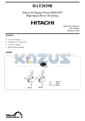 HAT2029R datasheet - Silicon N Channel Power MOS FET High Speed Power Switching