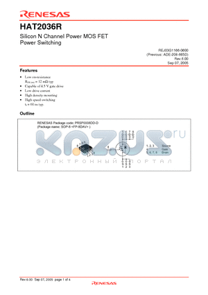 HAT2036R datasheet - Silicon N Channel Power MOS FET Power Switching