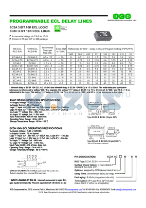 EC3A-2.5 datasheet - PROGRAMMABLE ECL DELAY LINES