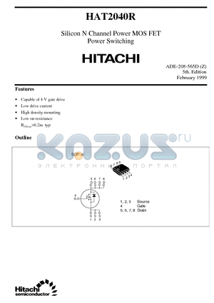 HAT2040R datasheet - Silicon N Channel Power MOS FET Power Switching