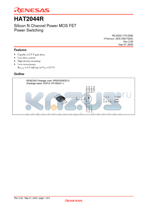 HAT2044R-EL-E datasheet - Silicon N Channel Power MOS FET Power Switching