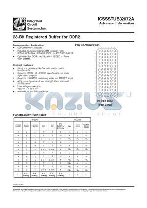 ICSSSTUB32872A datasheet - 28-Bit Registered Buffer for DDR2