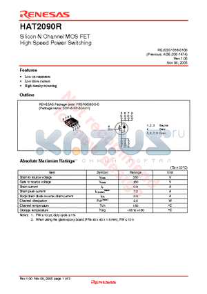HAT2090R datasheet - Silicon N Channel MOS FET High Speed Power Switching