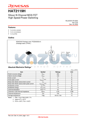 HAT2119H-EL-E datasheet - Silicon N Channel MOS FET High Speed Power Switching