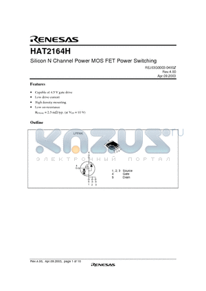 HAT2164H datasheet - Silicon N Channel Power MOS FET Power Switching