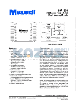 69F1608_08 datasheet - 128 Megabit (16M x 8-Bit) Flash Memory Module