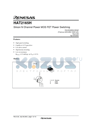 HAT2165H datasheet - Silicon N Channel Power MOS FET Power Switching